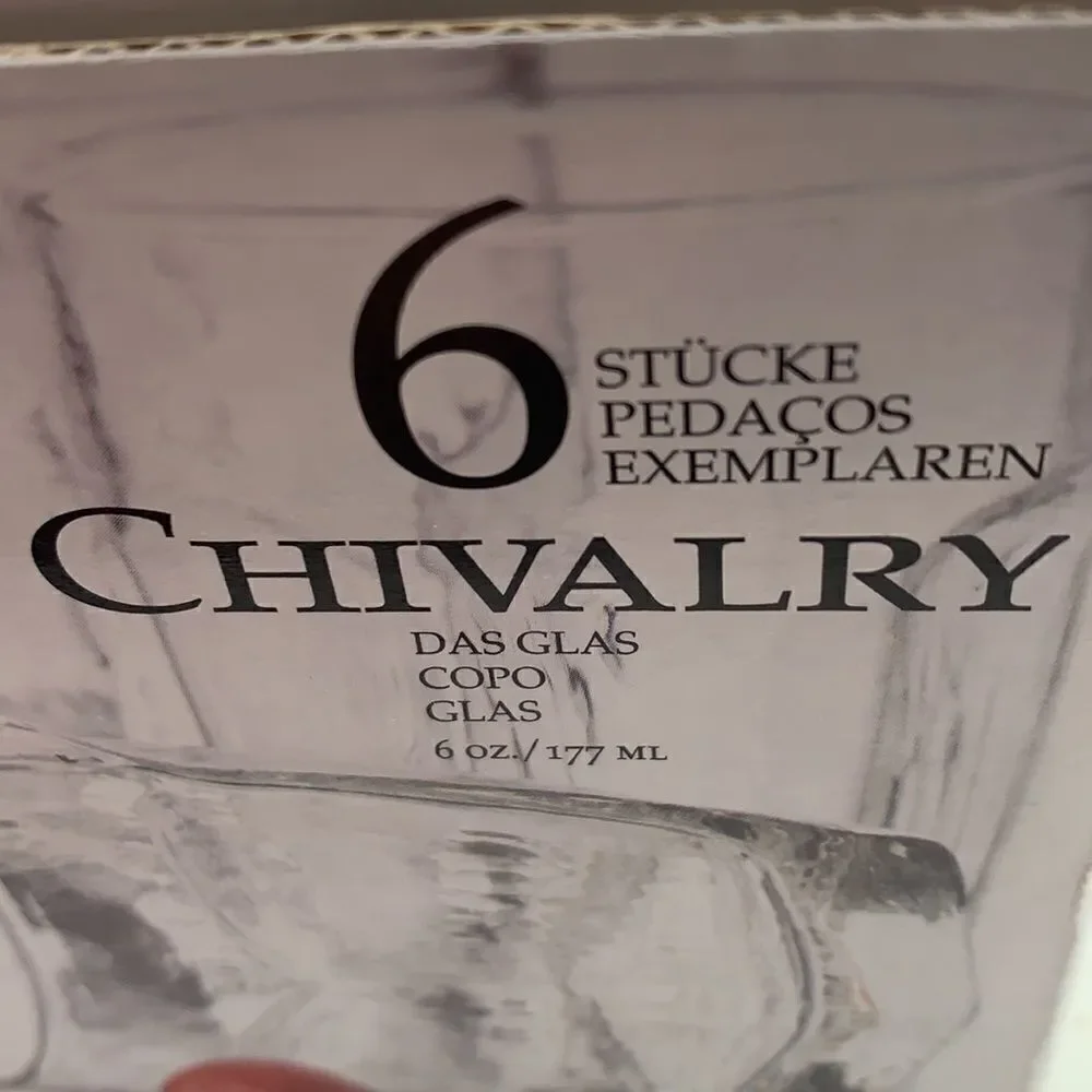 Libbey 6 Piece Set Glass Chivalry Juice Cocktail Rocks Bar Glasses New